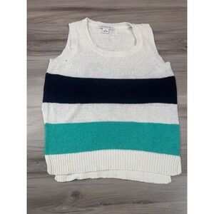 Liz Claiborne Womens‎ Striped Knit Sleeveless Sweater Tank Top M Nautical Preppy